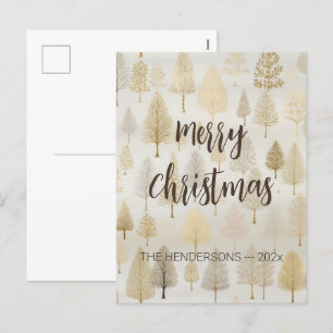 Gold Silber Weihnachtsbäume Feiertagspostkarte