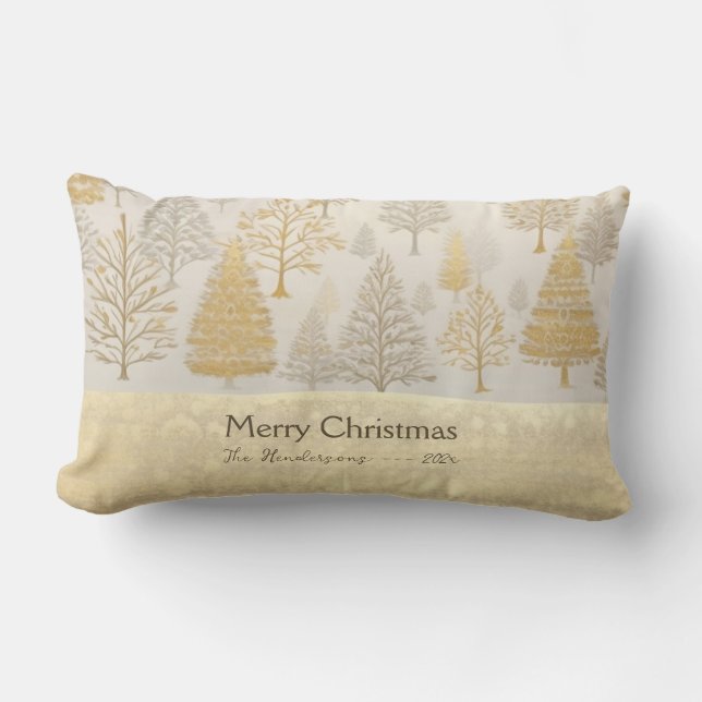 Gold Silber Weihnachtsbäume werfen Kissen (Vorderseite)