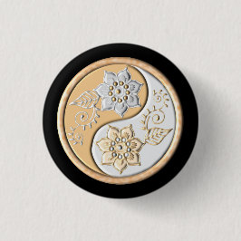 Gold & Silber Yin Yang Button
