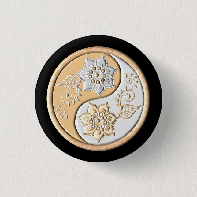 Gold & Silber Yin Yang  Button (Vorderseite)