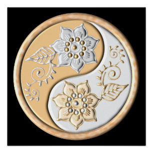 Gold & Silber Yin Yang Poster