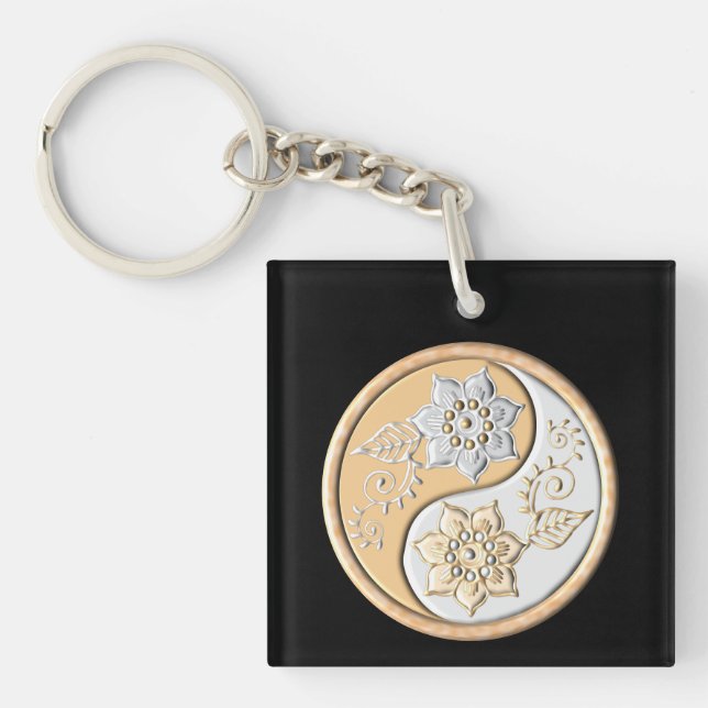 Gold & Silber Yin Yang  Schlüsselanhänger (Vorderseite)