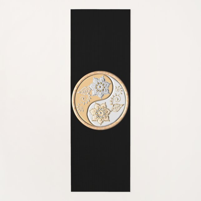 Gold & Silber Yin Yang  Yogamatte (Vorderseite)