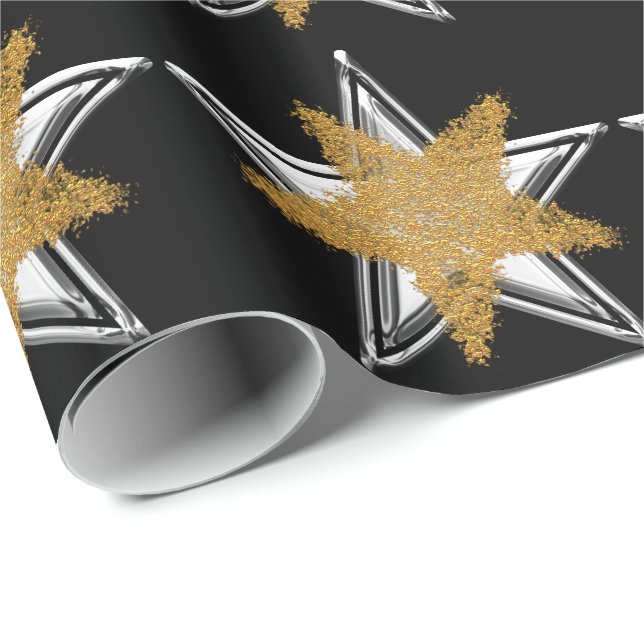 Gold silberne Star Wrapper Geschenkpapier (Rolleneckpunkt)