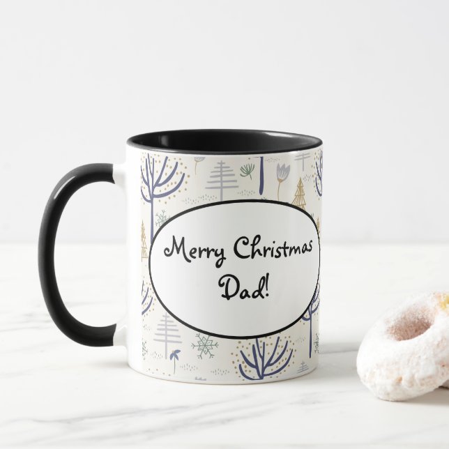 Gold Silberne Weihnachtsbäume Lichter und Ornament Tasse (Mit Donut)