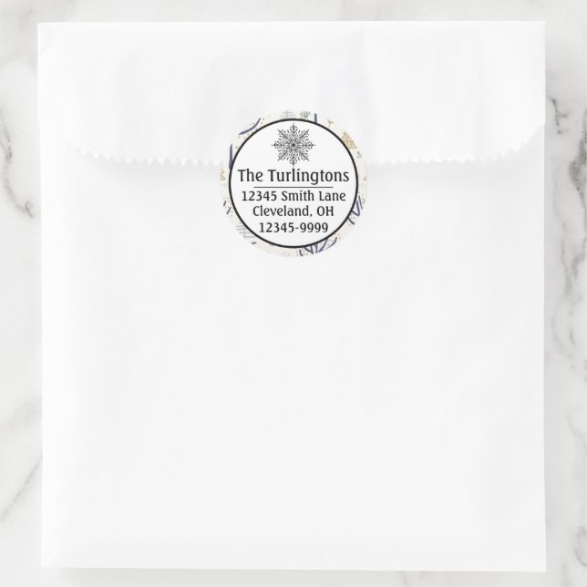 Gold Silberne Weihnachtsbäume Rücksendeadresse Runder Aufkleber (Tasche)