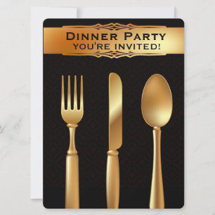 Gold Silberware - Feierliche Party Einladung