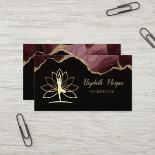Gold Silhouette, Burgund Agate, Yoga Visitenkarte