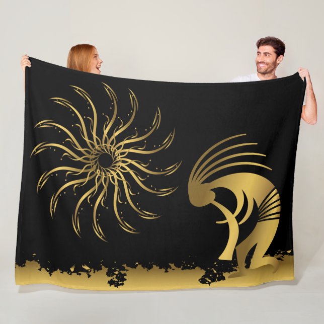 Gold Silhouette Kokopelli Fleece Blanket (Beispiel)