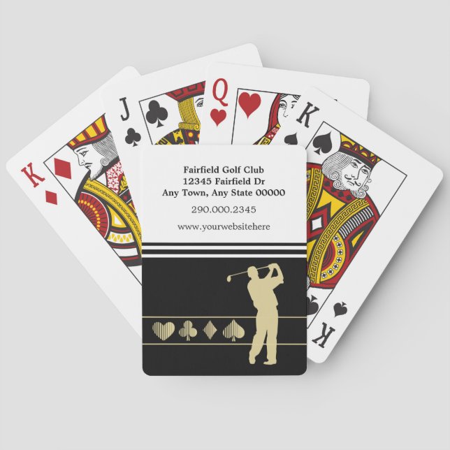 Gold Silhouette Player Golf Club Business Spielkarten (Rückseite)