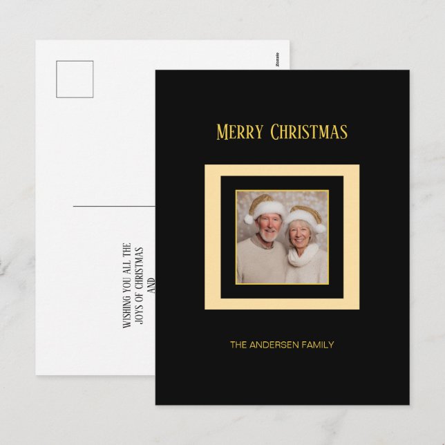 Gold Silver Black Elegante Foto Weihnachten Postka (Vorne/Hinten)