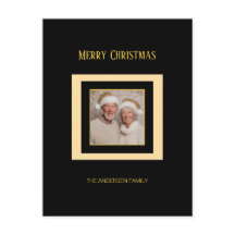 Gold Silver Black Elegante Foto Weihnachten Postka