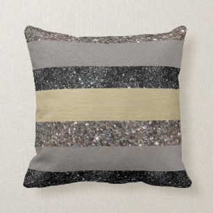 Gold Silver Black Glitzer Glaver Streifen #1 (Imit Kissen