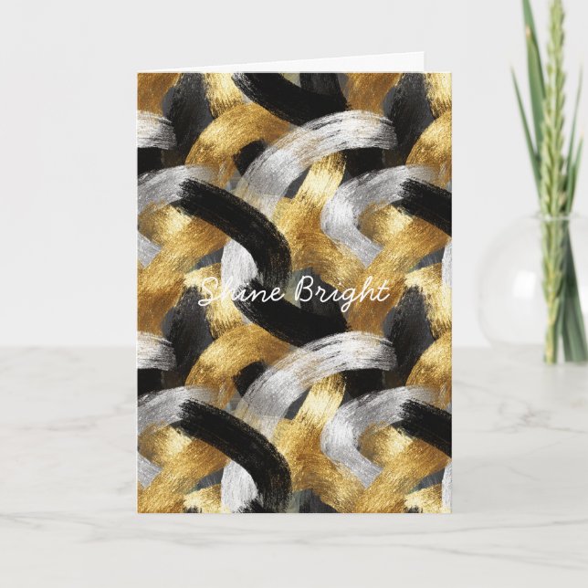 Gold Silver Black Stripes Christmas Celebration  Karte (Vorderseite)