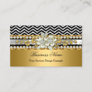 Gold Silver Black Zickzack Diamond Pearl Floral Visitenkarte