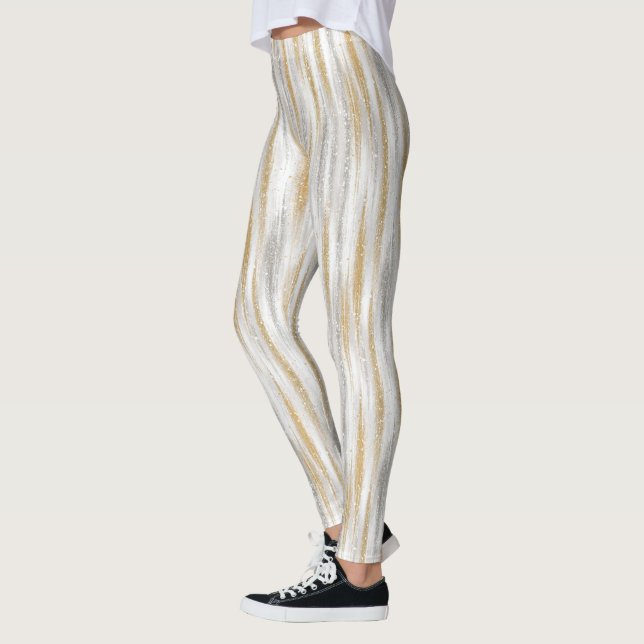 Gold Silver Chic Glam Glitzy Stripes Leggings (Links)