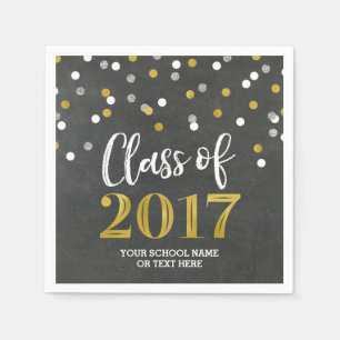 Gold Silver Confetti Class of 2017 Abschluss Serviette