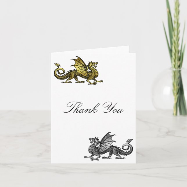 Gold Silver Dragon Dankeschön Karte (Vorderseite)