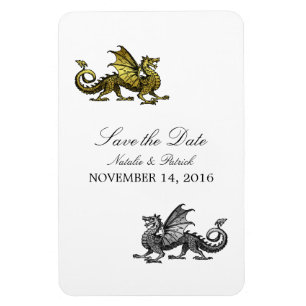 Gold Silver Dragon Save the Date Magnet
