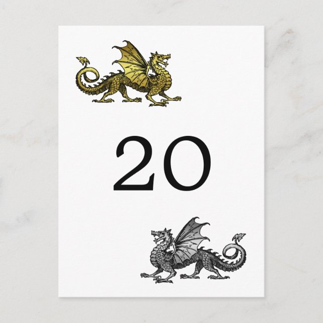 Gold Silver Dragon Tischnummer Postcard (Vorderseite)