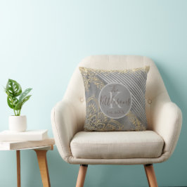 Gold Silver Glittery Mandala Monogram Familienname Kissen