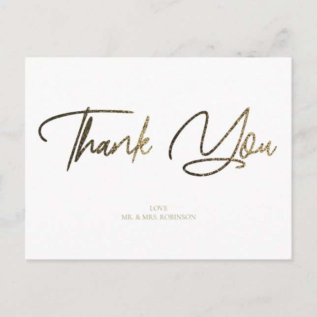 Gold & Silver Glitzer Chic Black Danke für Ihre in Postkarte (Vorderseite)