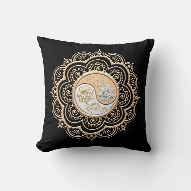 Gold & Silver Mandala Kissen (Vorderseite)