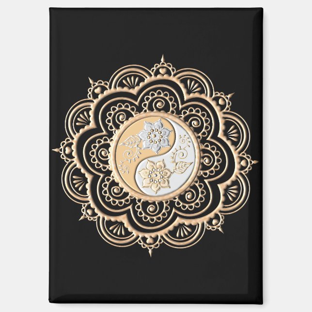 Gold & Silver Mandala Magnet (Vorderseite)