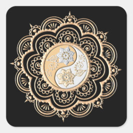 Gold & Silver Mandala Quadratischer Aufkleber