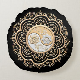 Gold & Silver Mandala Rundes Kissen