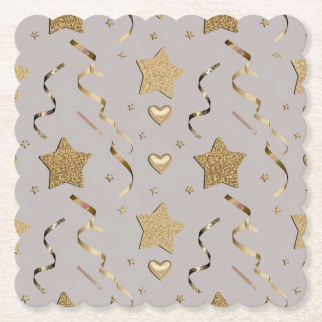 Gold Silver Party Celebration Square Untersetzer S (Vorderseite)