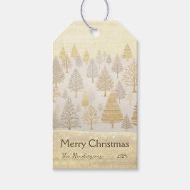 Gold Silver Pine Trees Weihnachten Geschenkanhänger