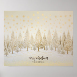 Gold Silver Pine Trees Weihnachtsgebäck Poster