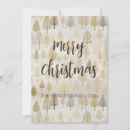 Gold Silver Pine Trees Weihnachtskarte Feiertagskarte