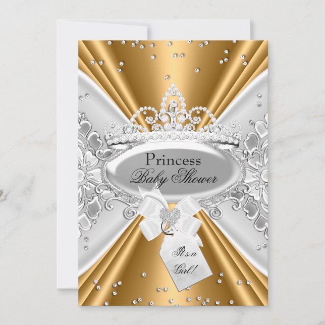 Gold Silver Princess Tiara Baby Dusche einladen Einladung (Vorderseite)