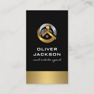 Gold Silver Real Estate Home Logo Carte de visite