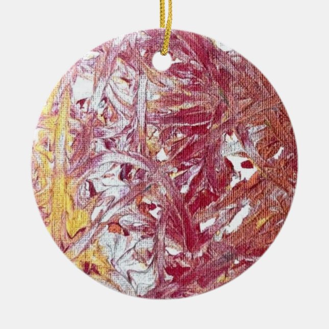 Gold, Silver, Red, Rose Gold, Marble Artwork Keramik Ornament (Vorne)