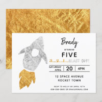 Gold Silver Rocket Ship WeltraumGeburtstagsparty