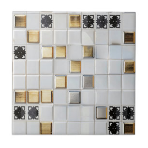Gold Silver Small Tile Muster Fliese