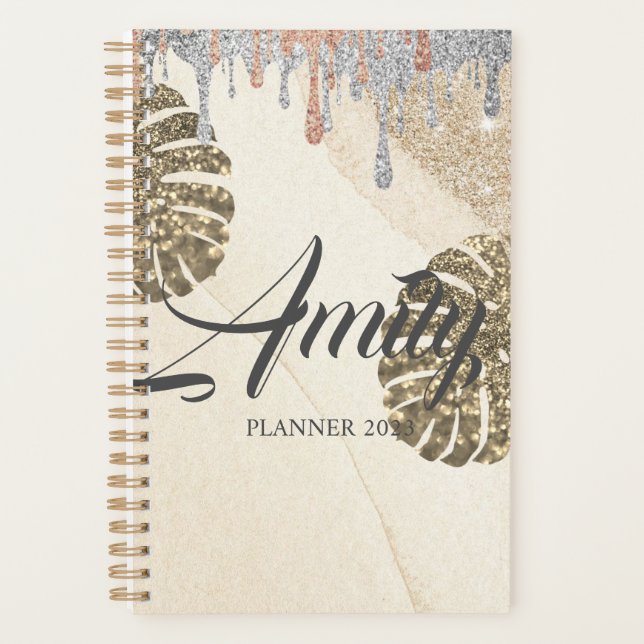 Gold Silver Sparkling Planner Planer (Vorderseite)