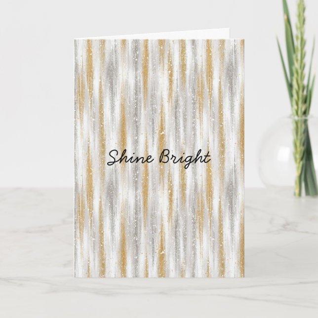 Gold Silver Stripes Christmas Celebration Birthday Karte (Vorderseite)