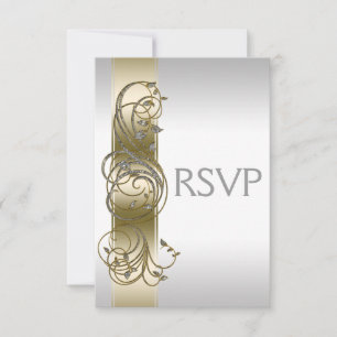 Gold Silver Verzierte offizielle Hochzeit RSVP
