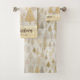 Gold Silver Weihnachtsbaumen Badhandtuch Set