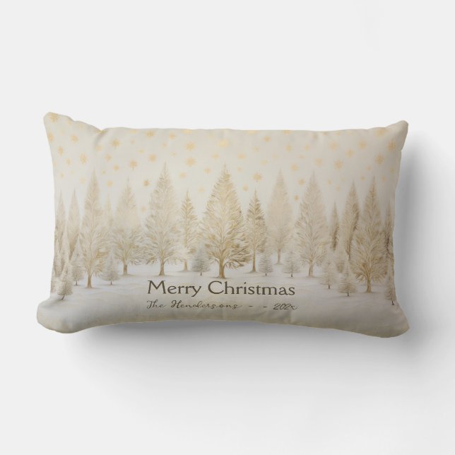 Gold Silver White Christmas Trees Lendenkissen (Vorderseite)