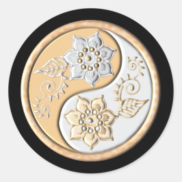 Gold & Silver Yin Yang  Runder Aufkleber