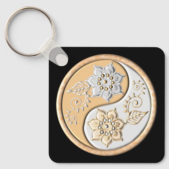 Gold & Silver Yin Yang  Schlüsselanhänger (Vorderseite)