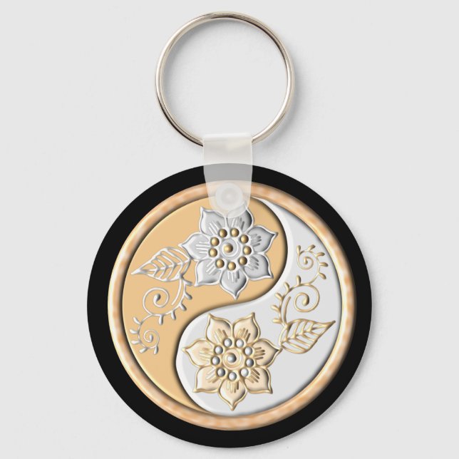 Gold & Silver Yin Yang  Schlüsselanhänger (Vorderseite)