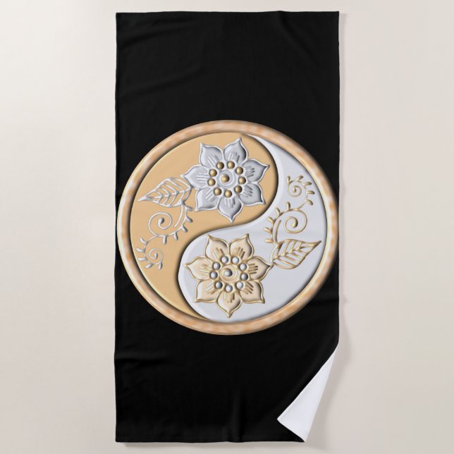 Gold & Silver Yin Yang  Strandtuch (Vorderseite)
