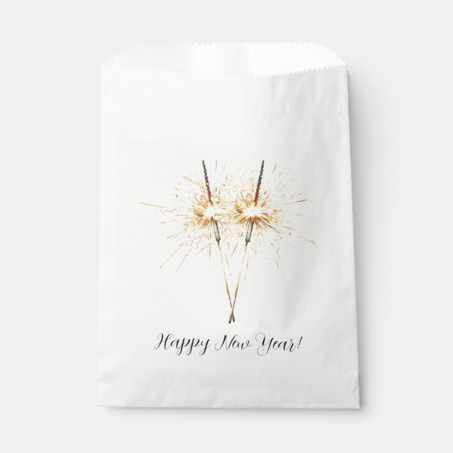 Gold Silvester-Tag-Feier Funken Geschenktütchen (Vorderseite)