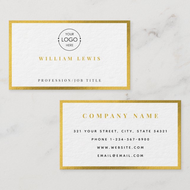 Gold Simple Business Logo Modern Minimalistisch Visitenkarte (Vorne/Hinten)